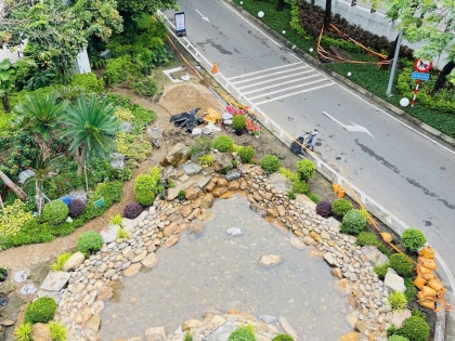 Thi công hồ cá koi trải bạt hdpe 05